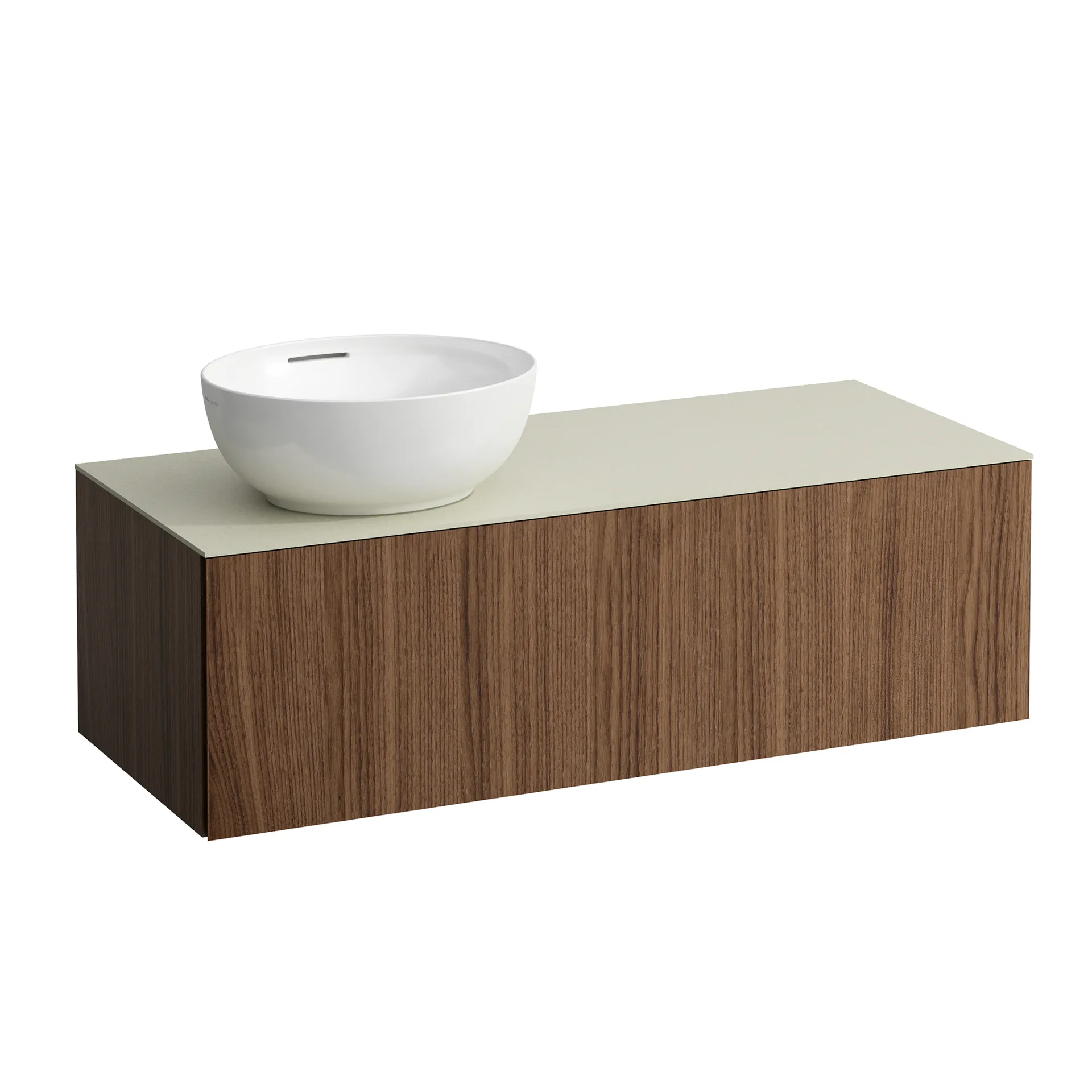 Schubladenelement (Waschtischunterbau+Waschtischplatte) ILBAGNOALESSI 500x1200x370 1 Schublade integrierte versteckte Griffe seitlich Vollauszug Soft-Close Ausschnitt links Calce Avorio Top passend zu Waschtisch H818975/6 H818977/8 Weiß matt