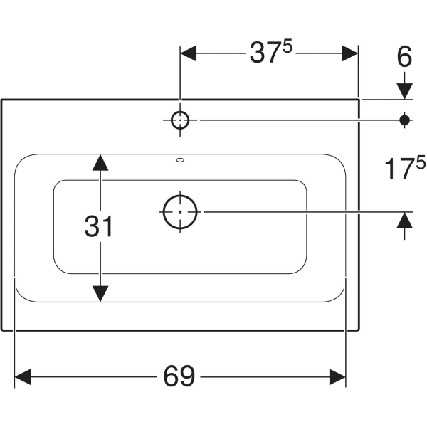 Aufsatzwaschtisch „iCon“, rechteckig 75 × 48,5 cm in weiß alpin