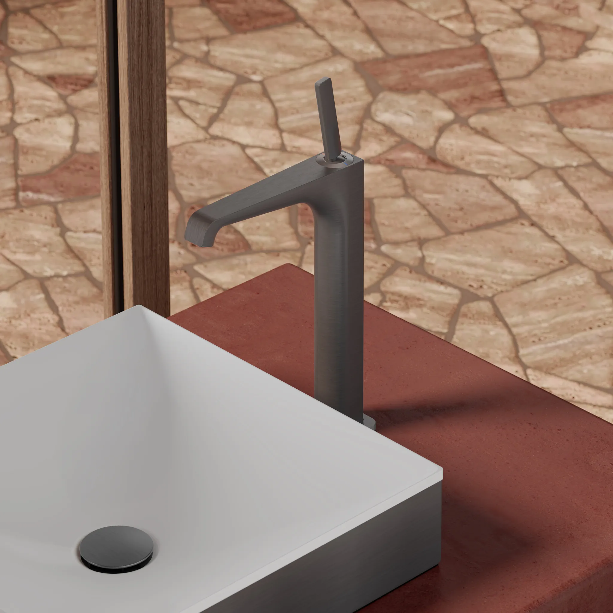 Hansgrohe AXOR Suite Aufsatzwaschtisch 400x400 mm, Brushed Black Chrome, SolidSurface, 80 mm Beckenhöhe, ohne Hahnloch und Überlauf Hansgrohe AXOR Suite Aufsatzwaschtisch 400x400 mm, Brushed Black Chrome, SolidSurface, 80 mm Beckenhöhe, ohne Hahnloch und Überlauf