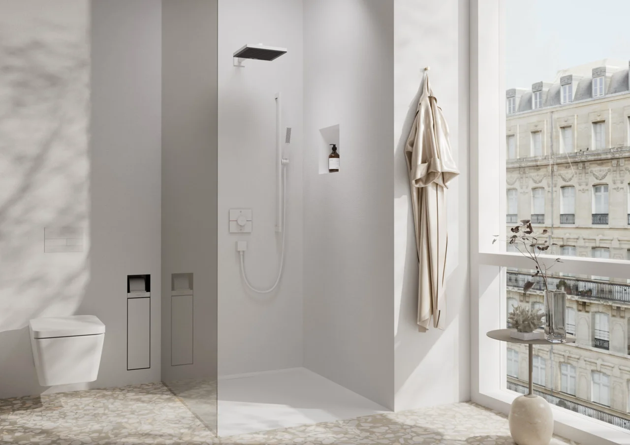 Hansgrohe ShowerSelect Comfort E Thermostat Unterputz, Mattweiß, 2 Verbraucher, einfache Installation, Sicherheitssperre bei 40°C