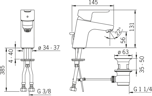 Einhand-Waschtischarmatur „Primo“ Ausladung 107 mm in Chrom Einhand-Waschtischarmatur „Primo“ Ausladung 107 mm in Chrom