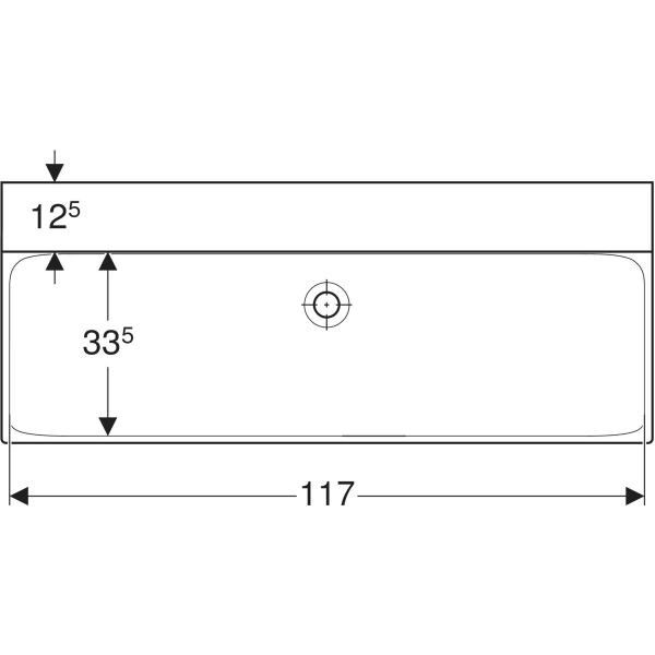 Wandwaschtisch „Xeno2“, rechteckig, mittig 120 × 48 cm in weiß alpin mit KeraTect®