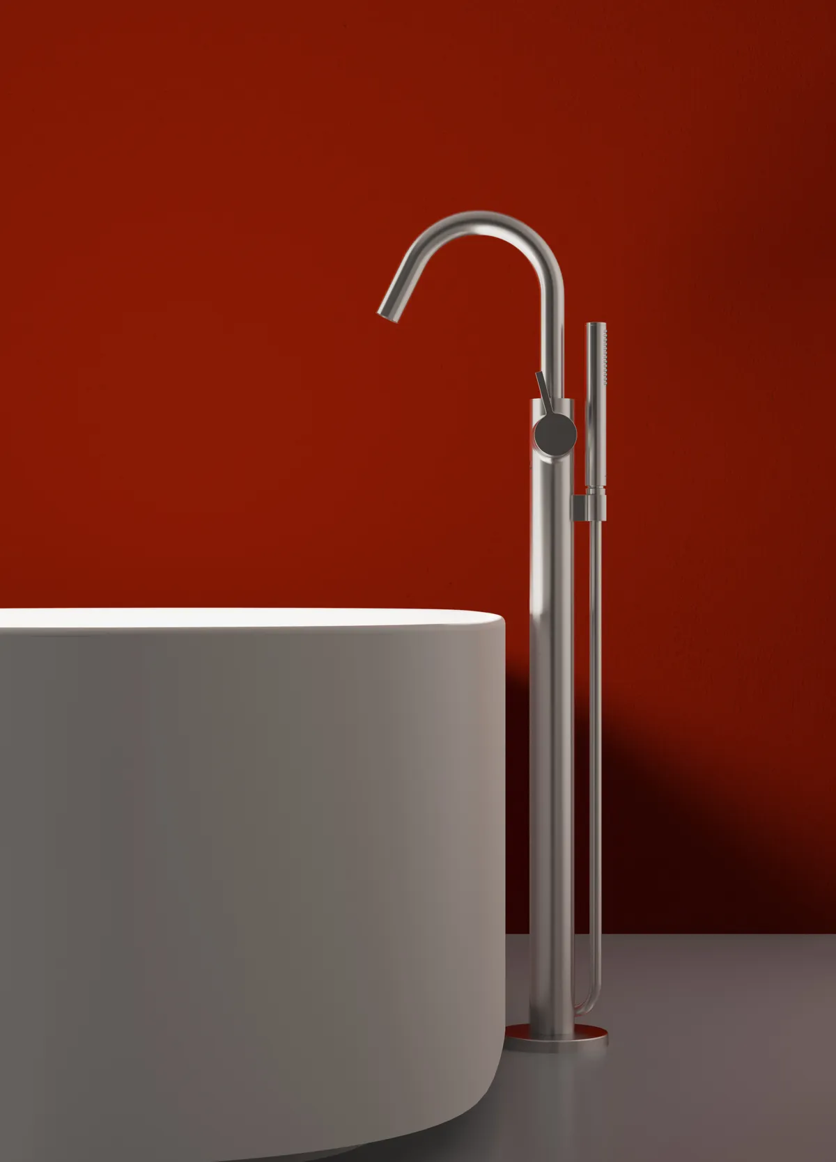 freistehende Badewannenarmatur Joy mit Stick-Handbrause Ausladung 190mm Brushed Gold freistehende Badewannenarmatur Joy mit Stick-Handbrause Ausladung 190mm Brushed Gold