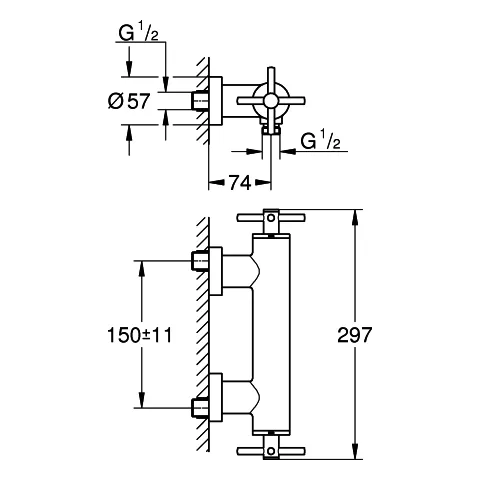 Grohe Atrio Brausebatterie, Wandmontage, satin graphite Grohe Atrio Brausebatterie, Wandmontage, satin graphite