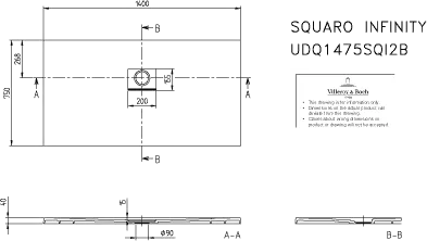 Villeroy & Boch rechteck Duschwanne „Squaro Infinity“ lange Seite geschnitten an der Wand 140 × 75 cm ohne Oberflächenbeschichtung, in Stone White Villeroy & Boch rechteck Duschwanne „Squaro Infinity“ lange Seite geschnitten an der Wand 140 × 75 cm ohne Oberflächenbeschichtung, in Stone White