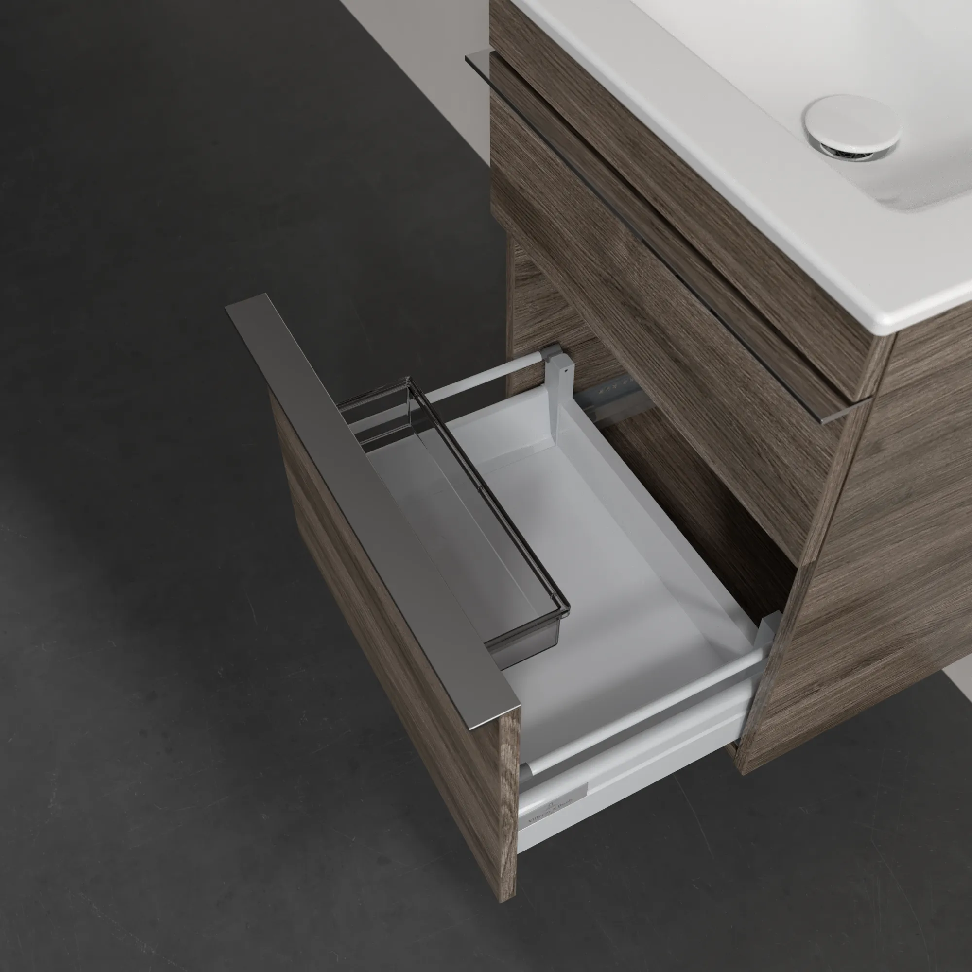 Villeroy & Boch Waschtischunterschrank „Venticello“ für Schrankwaschtisch 466 × 590 × 425 mm Stone Oak, für Becken mittig Villeroy & Boch Waschtischunterschrank „Venticello“ für Schrankwaschtisch 466 × 590 × 425 mm Stone Oak, für Becken mittig