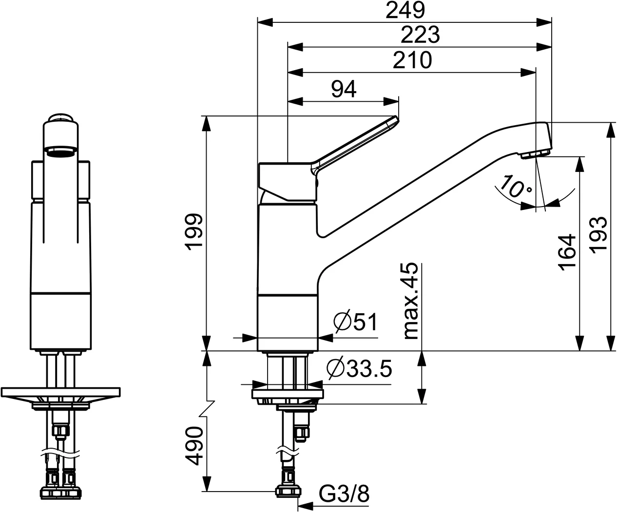 HansaPRIMO Einhebelmischer Küchenarmatur Chrom DN15 210 mm HansaPRIMO Einhebelmischer Küchenarmatur Chrom DN15 210 mm
