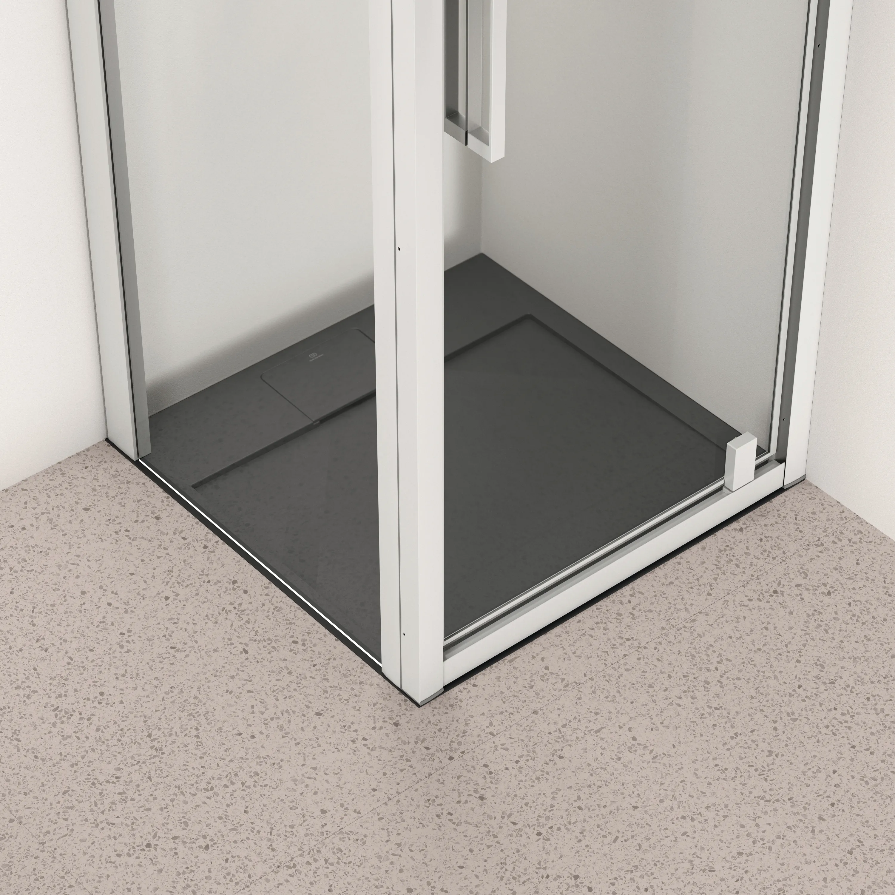 Ideal Standard Quadrat-Brausewanne Ultra Flat S i.life, 700x700x30 mm Schiefer, rutschfest, Bodenebener Einbau möglich