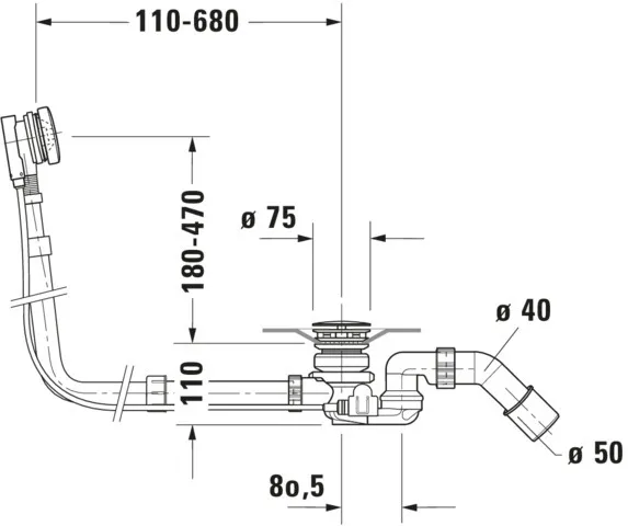 Duravit Ab- und Überlaufgarnitur für Badewannen mit Zulauf Modell 791235 Duravit Ab- und Überlaufgarnitur für Badewannen mit Zulauf Modell 791235