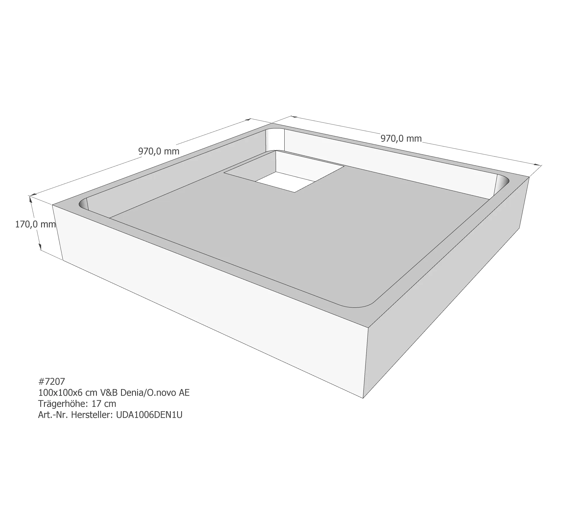 Duschwannenträger für Villeroy & Boch O.novo 100 × 100 × 6 cm