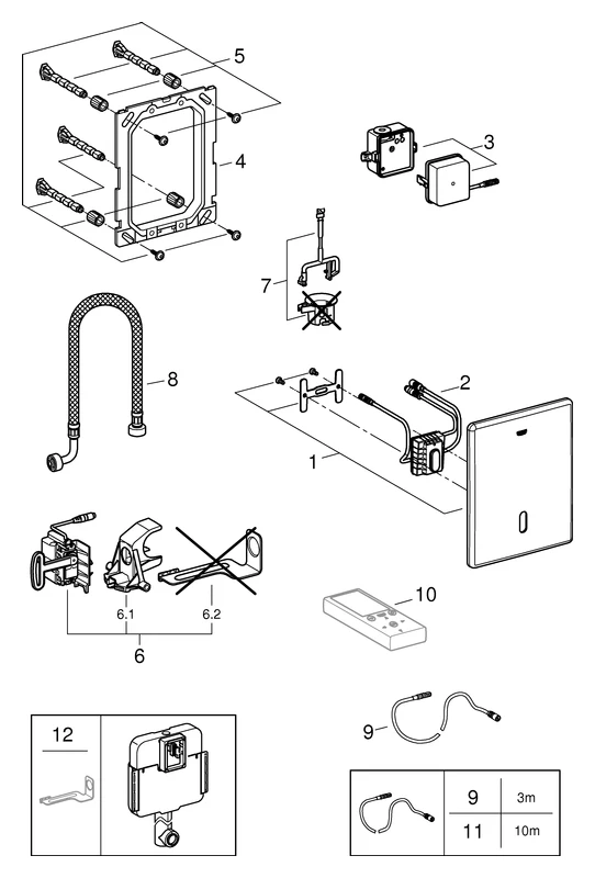 Infrarot-Elektronik Tectron Skate 38698_1, für WC-Spülkasten GD 2, mit Trafo 100-230 V AC, 50-60 Hz, 6 V DC, edelstahl