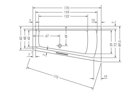 repaBAD Badewanne „Livorno Duo“ trapez 170 cm, links in Weiß