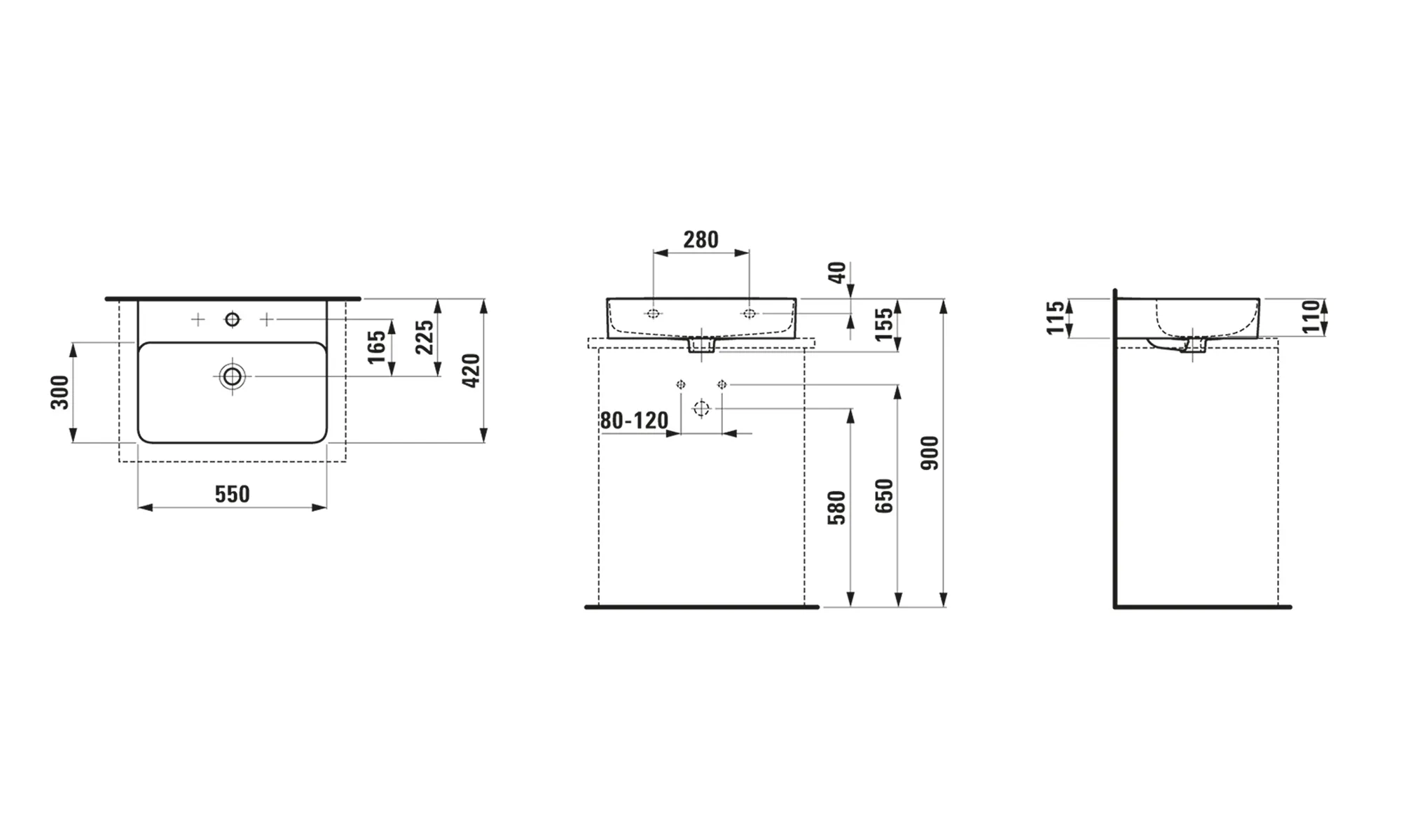 Aufsatzwaschtisch VAL 420x550x155 1 Hahnloch mit Überlauf weiß Aufsatzwaschtisch VAL 420x550x155 1 Hahnloch mit Überlauf weiß