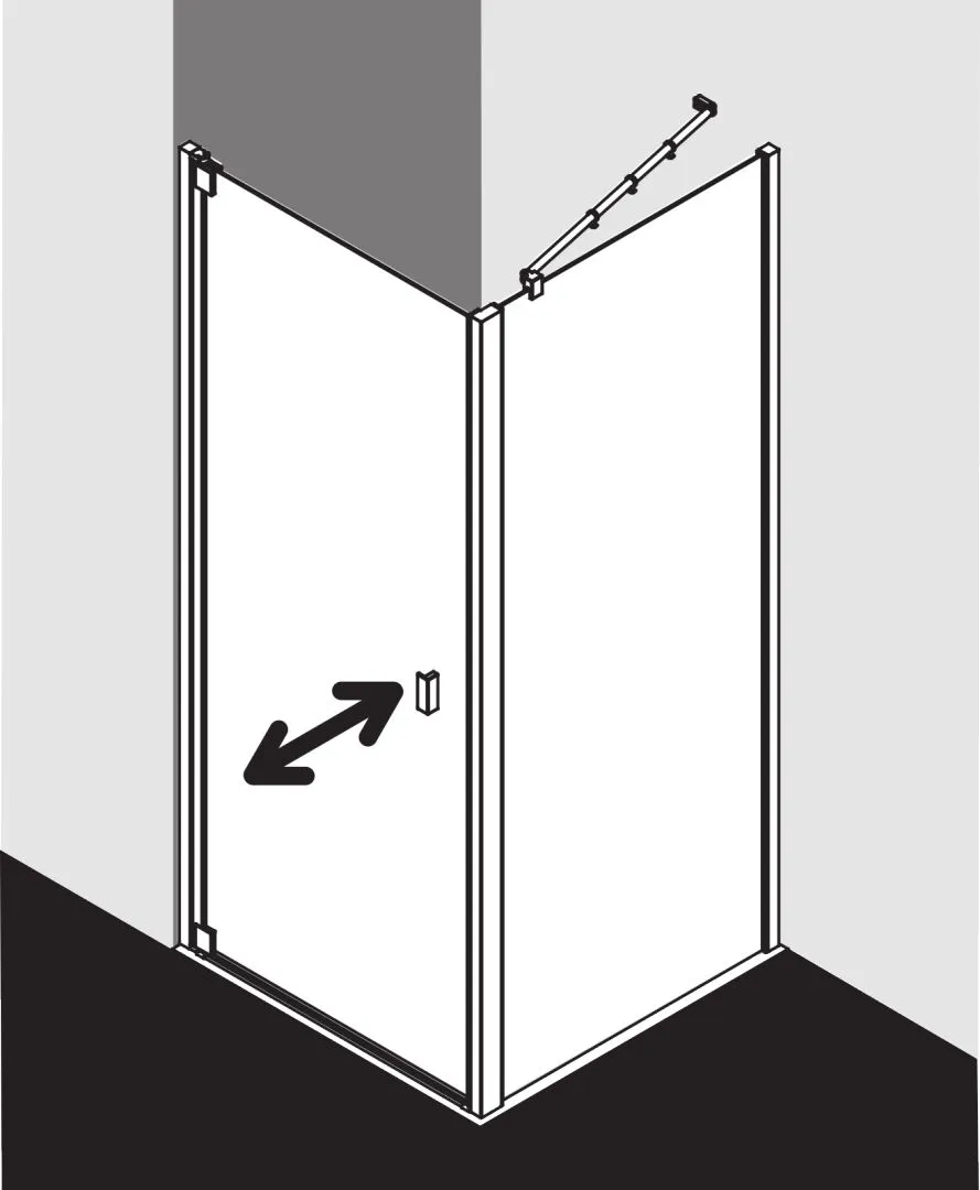 Kermi Pendeltür 1-flügelig links für Nische und Ecke „RAYA“ Glas Klar, Profile Silber Mattglanz, BV: 718 - 758 mm GAK: 705 - 735 mm WE: 718 - 758 mm H: 1850 mm
