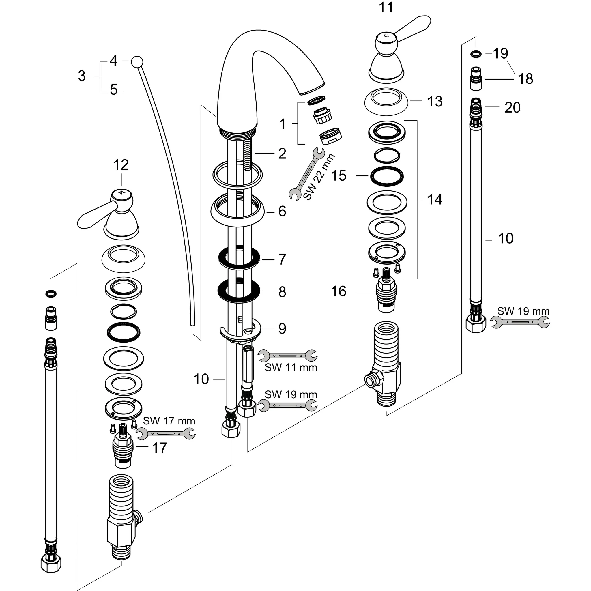 3-Loch Waschtischarmatur Axor Carlton chr./gold Hebelgr.hoher Auslauf 3-Loch Waschtischarmatur Axor Carlton chr./gold Hebelgr.hoher Auslauf