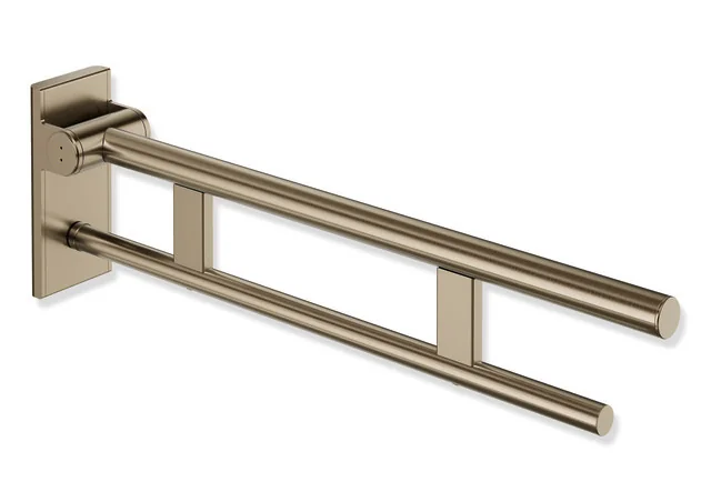 HEWI Stützklappgriff Duo System 900 Design A, Edelstahl PVD bronze gebürstet, Ausladung 700 mm