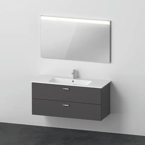 Duravit Waschtischunterschrank mit Waschtischunterbau und Spiegel „XBase“ 123 × 200 × 49 cm in Graphit Matt