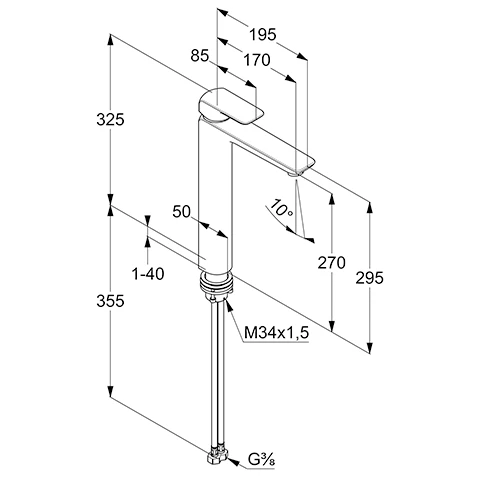 Waschtischarmatur „KLUDI AMEO“ Ausladung 170 mm Waschtischarmatur „KLUDI AMEO“ Ausladung 170 mm