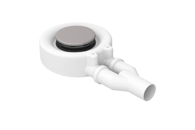 Bette Ablaufgarnitur BetteScope DW, seitlich, 0,85 l/s, Ab- und Überlauf, Duschfläche/Duschwanne, 370x210x80 mm, Dust, glasierter Titan-Stahl, inkl. Haarsieb