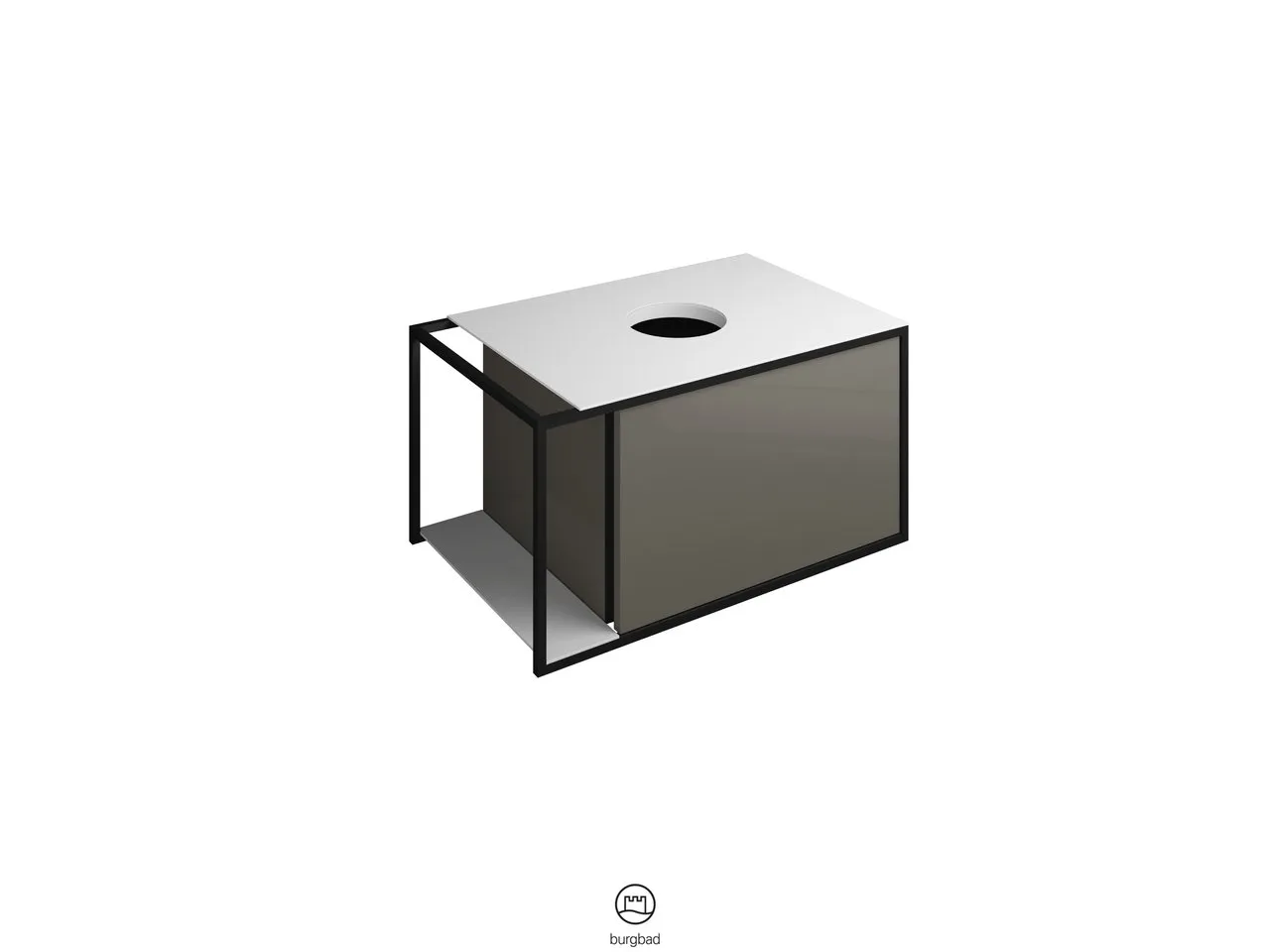 Waschtischunterschrank Junit von burgbad - Weiß, 1 Auszug, 350 mm tief, Alurahmen Schwarz eloxiert, inkl. Raumsparsiphon, H: 395 mm, B: 765 mm, T: 485 mm Waschtischunterschrank Junit von burgbad - Weiß, 1 Auszug, 350 mm tief, Alurahmen Schwarz eloxiert, inkl. Raumsparsiphon, H: 395 mm, B: 765 mm, T: 485 mm
