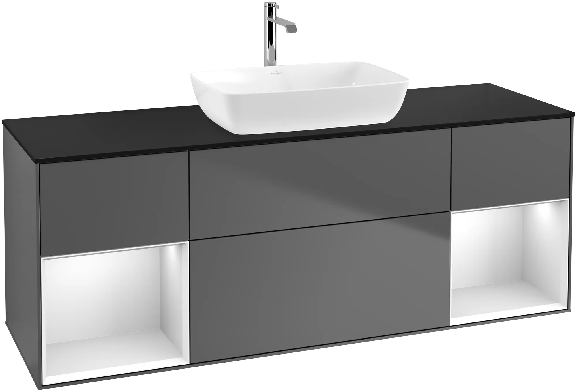 Villeroy & Boch Waschtischunterschrank „Finion“ für Schrankwaschtisch 1600 × 603 × 501 mm Anthracite Matt Lacquer, für Becken mittig