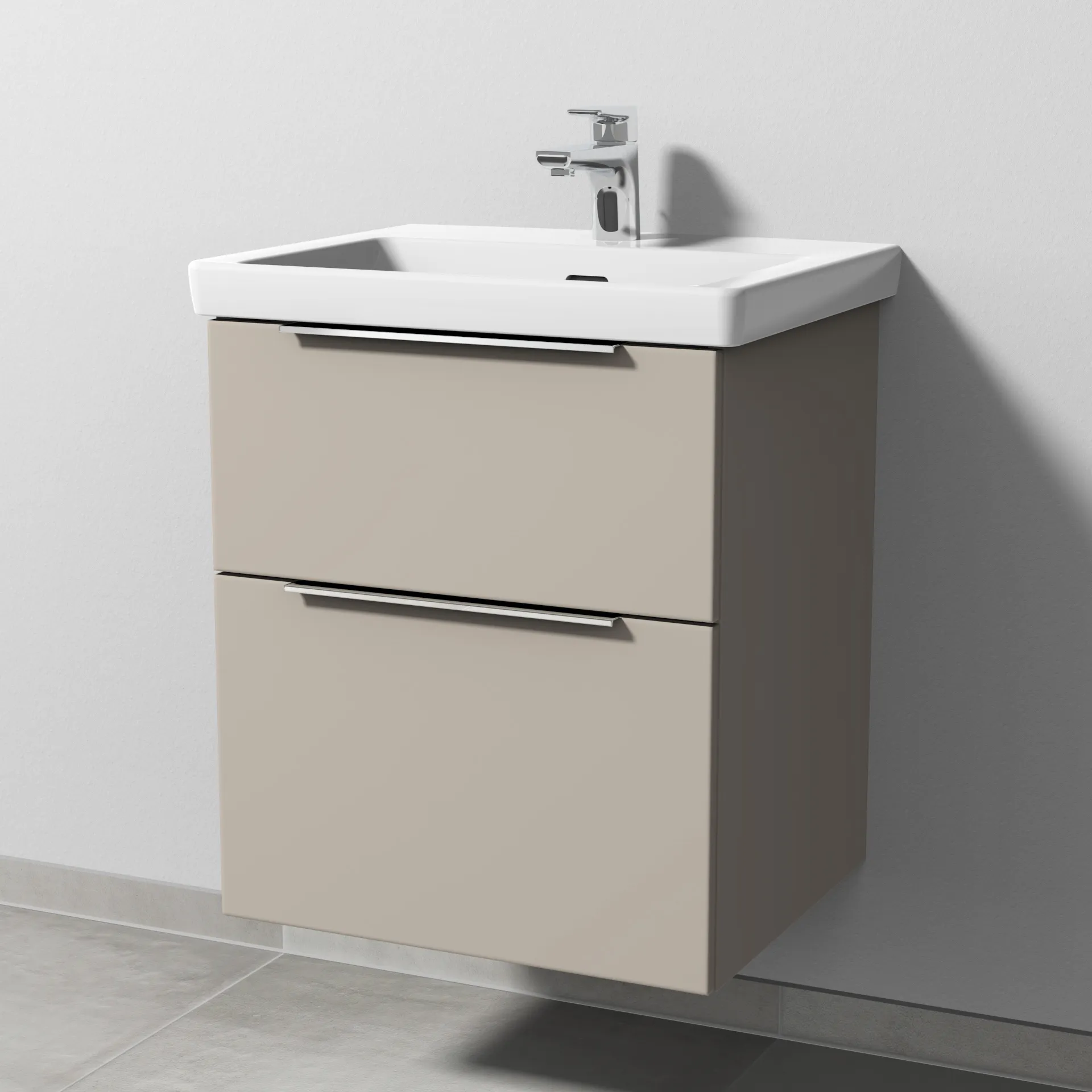 Sanipa Waschtischunterschrank „3way“ 507 × 588 × 432 mm in Kaschmir (matt), Becken mittig