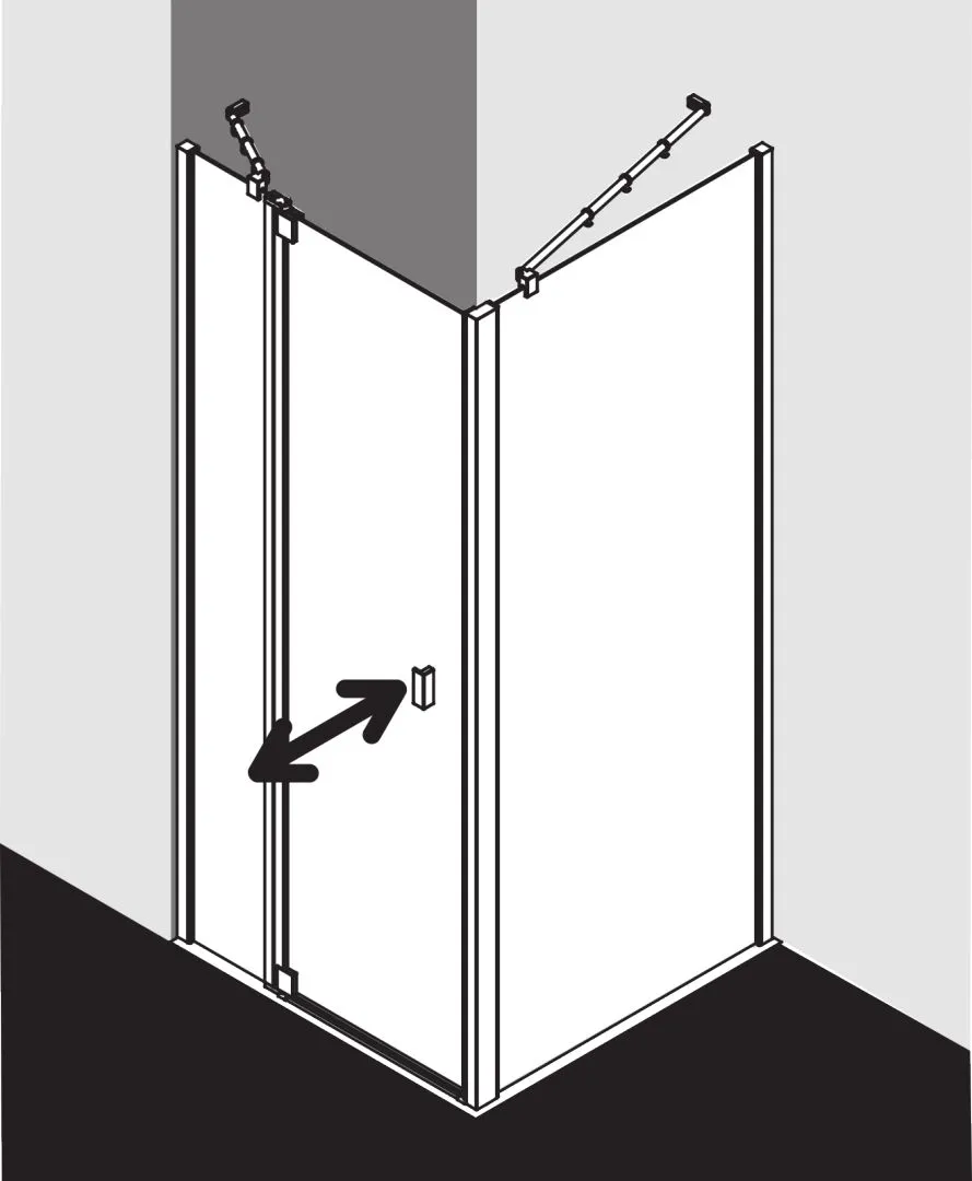 Kermi Pendeltür 1-flügelig mit Festfeld links für Nische und Ecke „RAYA“ Glas Klar, Profile Silber Mattglanz, BV: 843 - 883 mm GAK: 830 - 860 mm WE: 843 - 883 mm H: 2000 mm Kermi Pendeltür 1-flügelig mit Festfeld links für Nische und Ecke „RAYA“ Glas Klar, Profile Silber Mattglanz, BV: 843 - 883 mm GAK: 830 - 860 mm WE: 843 - 883 mm H: 2000 mm