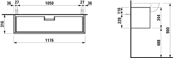 Laufen THE NEW CLASSIC H4060510856281, Waschtischunterbau, geschwärzte Eiche, 1180x320x340mm Laufen THE NEW CLASSIC H4060510856281, Waschtischunterbau, geschwärzte Eiche, 1180x320x340mm