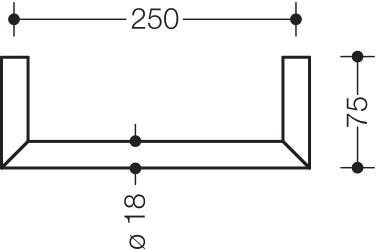 Handtuchhalter, Edelstahl, PVD, Achsmaß 250 mm, Tiefe 75 mm, Durchmesser 18 mm, in Farbe CK (messing glänzend)