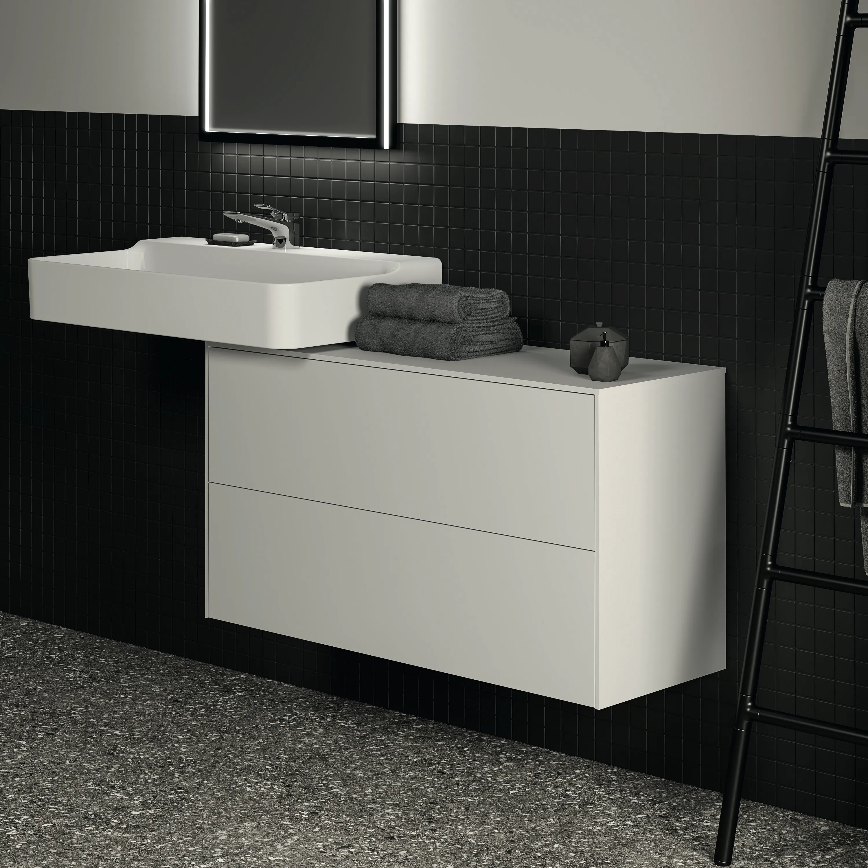 Ideal Standard Waschtischunterschrank „Conca“ 100,2 × 55 × 37,3 cm Weiß matt lackiert Ideal Standard Waschtischunterschrank „Conca“ 100,2 × 55 × 37,3 cm Weiß matt lackiert