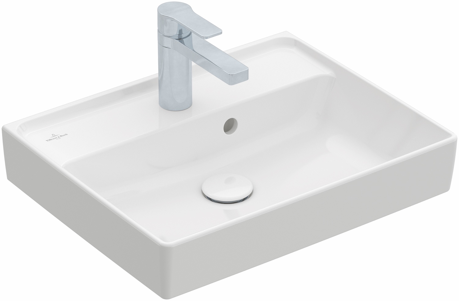 Handwaschbecken „Collaro“, mit Überlauf, mit Hahnlochbohrung 50 × 40 cm in Weiß Alpin