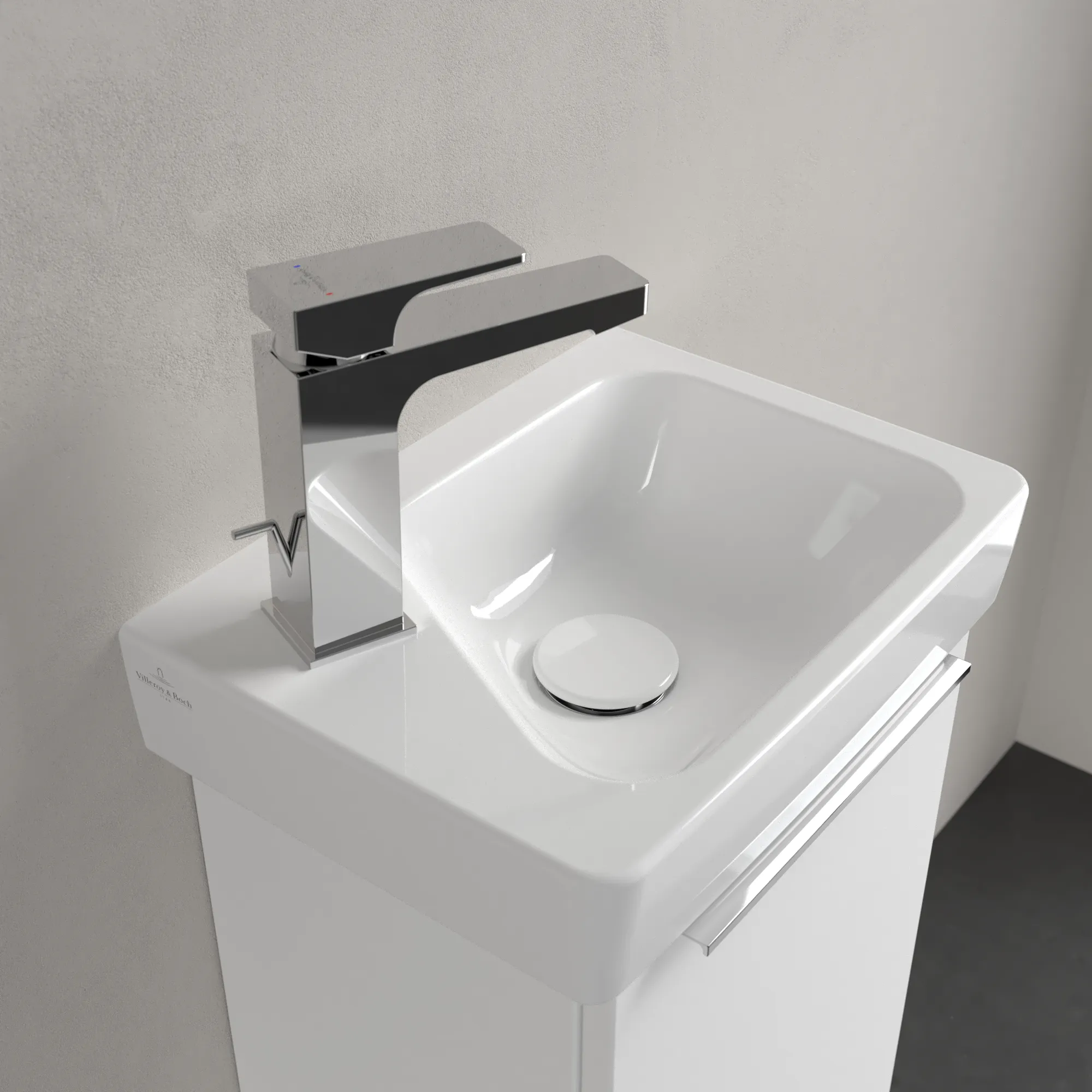 Villeroy & Boch Waschbecken „Architectura“ 360 × 265 × 135 mm, ohne Hahnlochbohrung, für Becken rechts in Weiß Alpin Villeroy & Boch Waschbecken „Architectura“ 360 × 265 × 135 mm, ohne Hahnlochbohrung, für Becken rechts in Weiß Alpin
