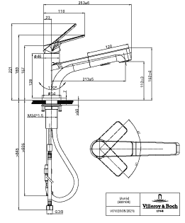 Villeroy & Boch Küchenarmatur „Junis Shower“ Ausladung 213 mm Villeroy & Boch Küchenarmatur „Junis Shower“ Ausladung 213 mm