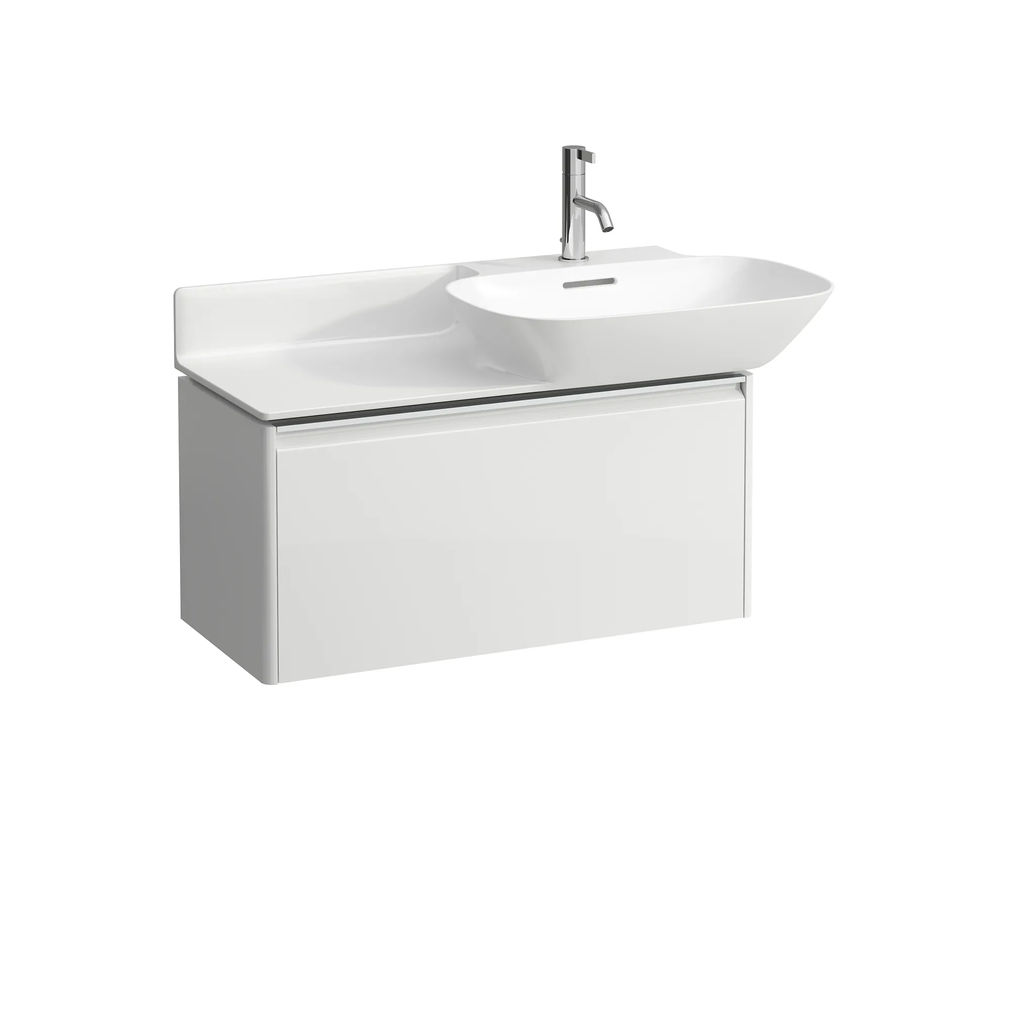 Waschtischunterbau BASE für INO 339x317x515 1 Schublade mit Griff aluminium eloxiert für Waschtische H813301/2 weiß matt