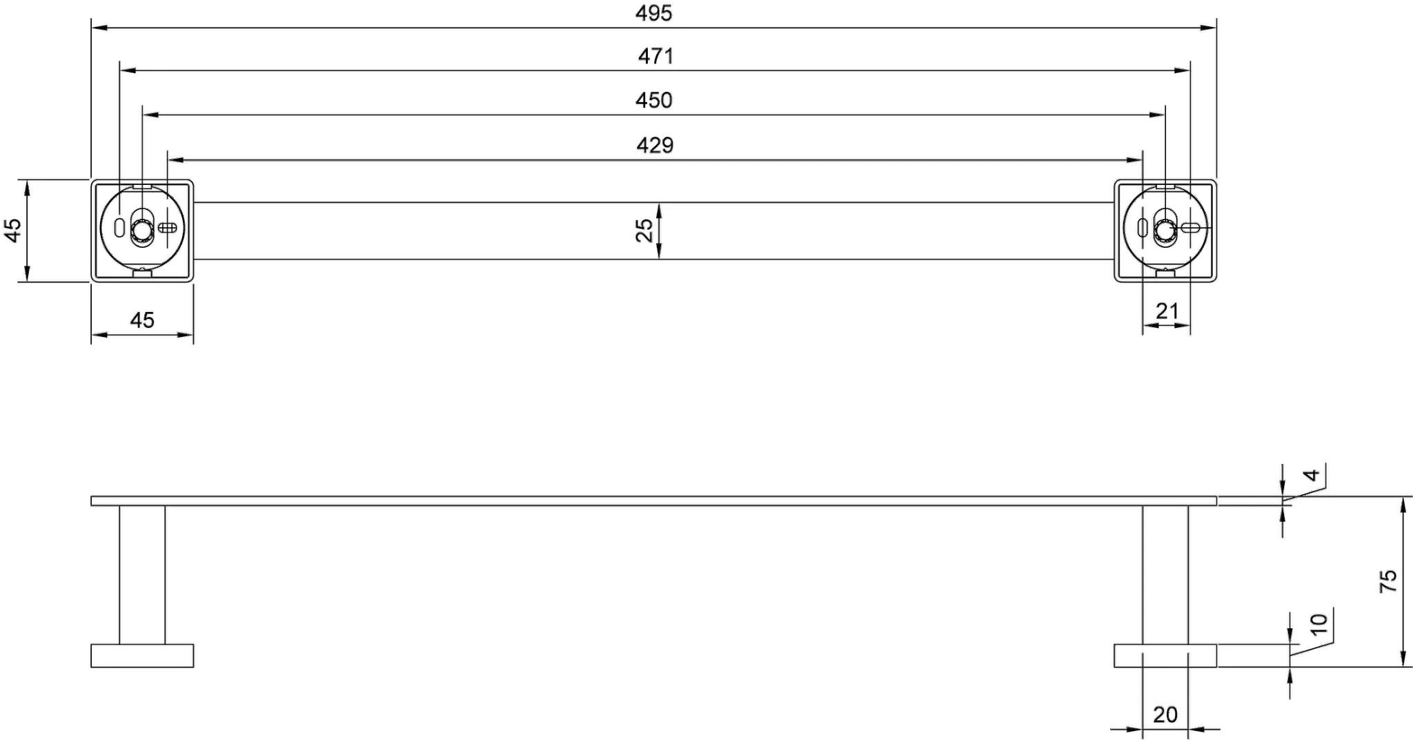 Villeroy & Boch Handtuchhalter „Elements-Striking“, Befestigung verdeckt, 1-armig in Brushed Nickel Matt Villeroy & Boch Handtuchhalter „Elements-Striking“, Befestigung verdeckt, 1-armig in Brushed Nickel Matt