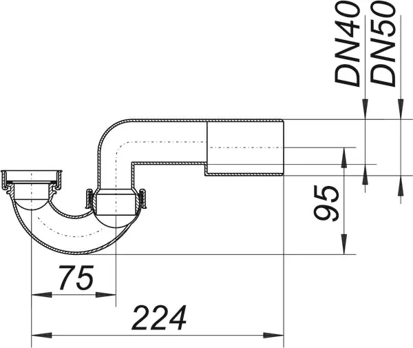 Dusch- u. Badewannen-Siphon 200, 1 1/2″ x DN 40/DN 50