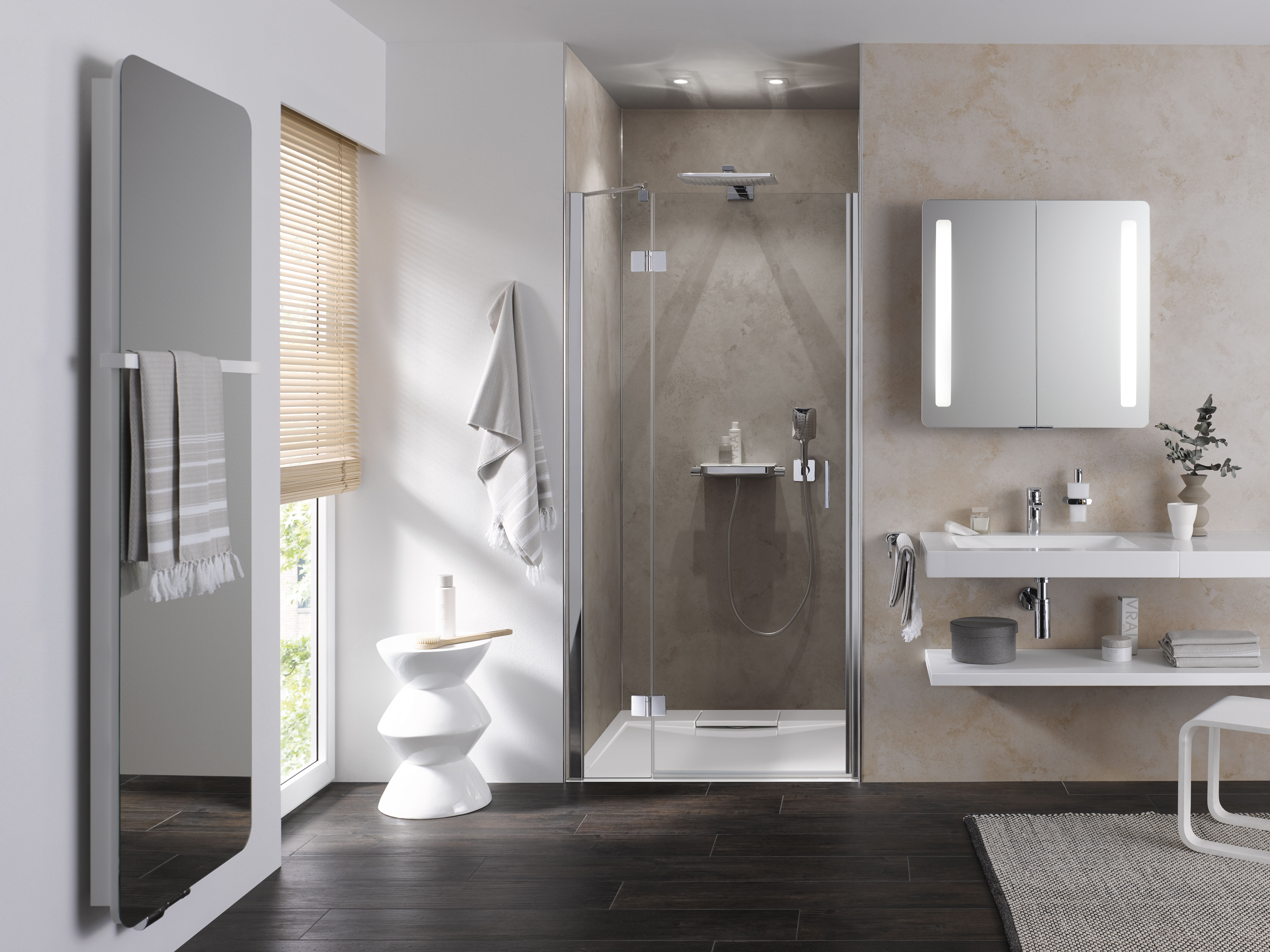 HSK Drehtür, pendelbar an Nebenteil „Aperto Pro“ Drehtür mit Festfeld für Nische 120 × 200 cm Glas Klar hell, Profile Gunmetal gebürstet HSK Drehtür, pendelbar an Nebenteil „Aperto Pro“ Drehtür mit Festfeld für Nische 120 × 200 cm Glas Klar hell, Profile Gunmetal gebürstet