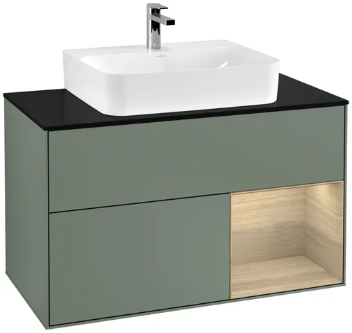 Villeroy & Boch Waschtischunterschrank „Finion“ für Schrankwaschtisch 1000 × 603 × 501 mm Olive Matt Lacquer, für Becken mittig Villeroy & Boch Waschtischunterschrank „Finion“ für Schrankwaschtisch 1000 × 603 × 501 mm Olive Matt Lacquer, für Becken mittig