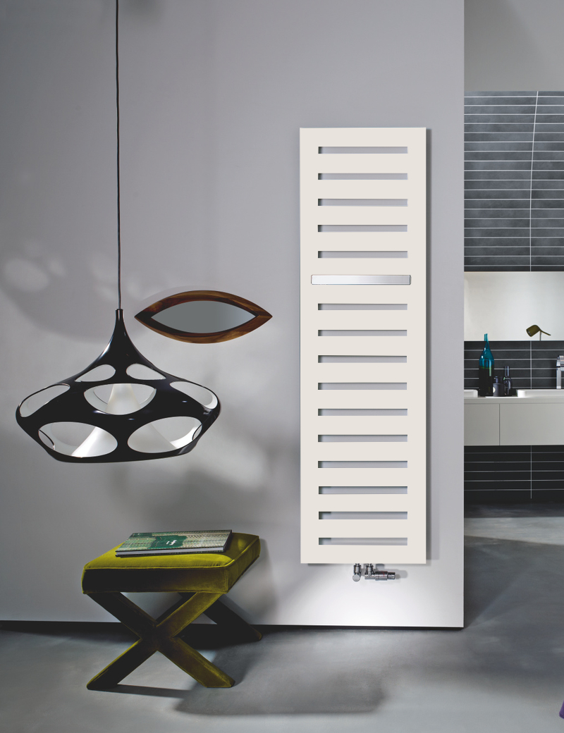 Zehnder Design-Handtuchwärmer „Metropolitan Bar“ mit Heizstab IHE 40 × 80,5 cm in Verkehrsweiß (RAL 9016, glänzend)