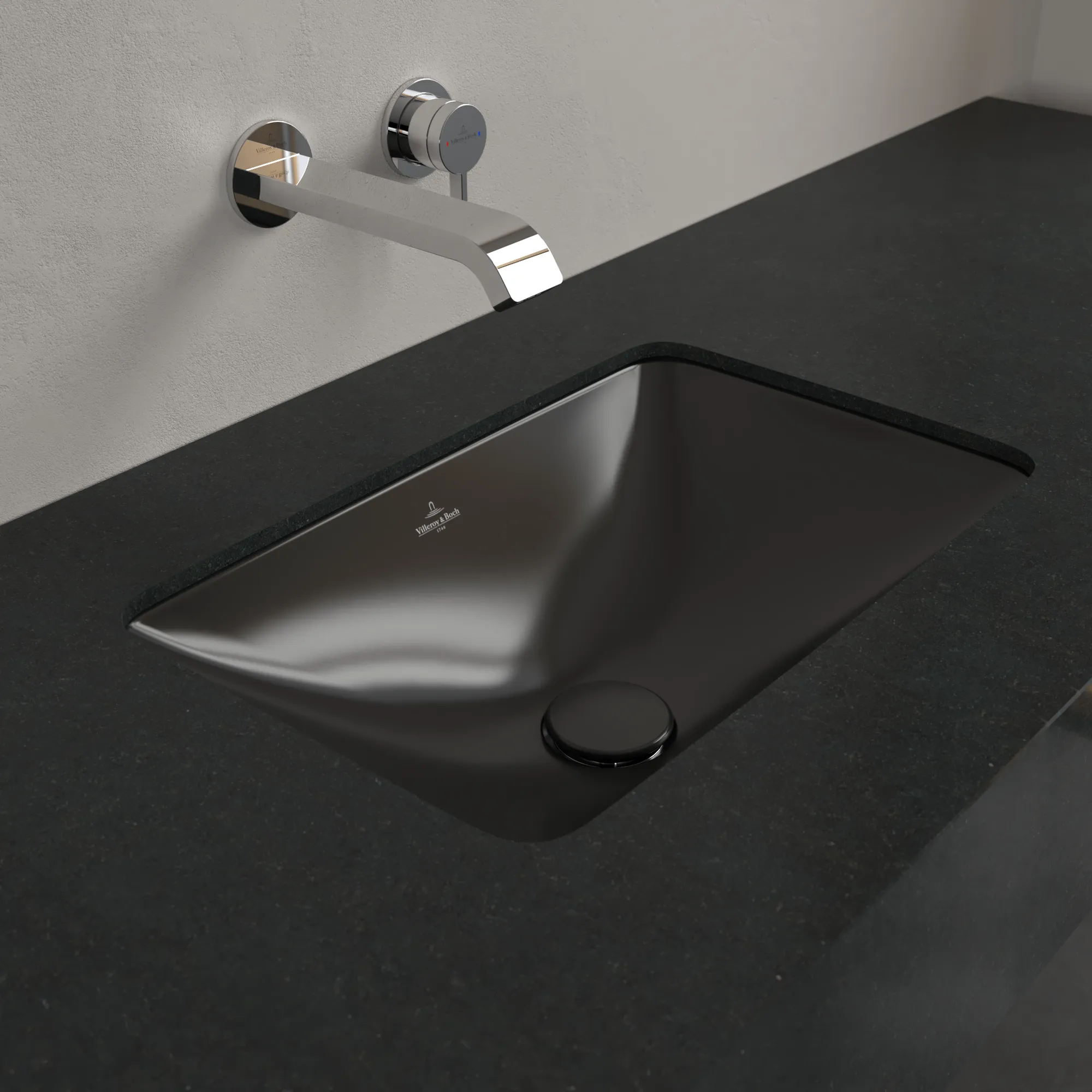Villeroy & Boch Unterbauwaschbecken Loop & Friends Pure Black CeramicPlus 450x280x170mm mit Überlauf