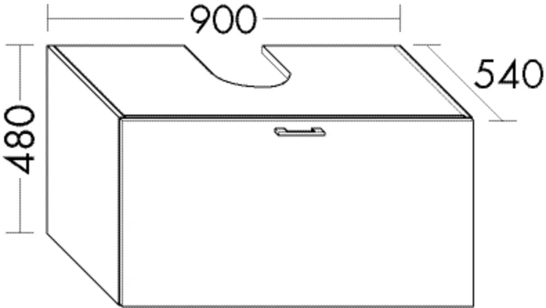 Waschtischunterschrank Sys30 von burgbad - 900 mm breit, 480 mm hoch, 540 mm tief, inkl. Metallkonsole und Raumsparsiphon
