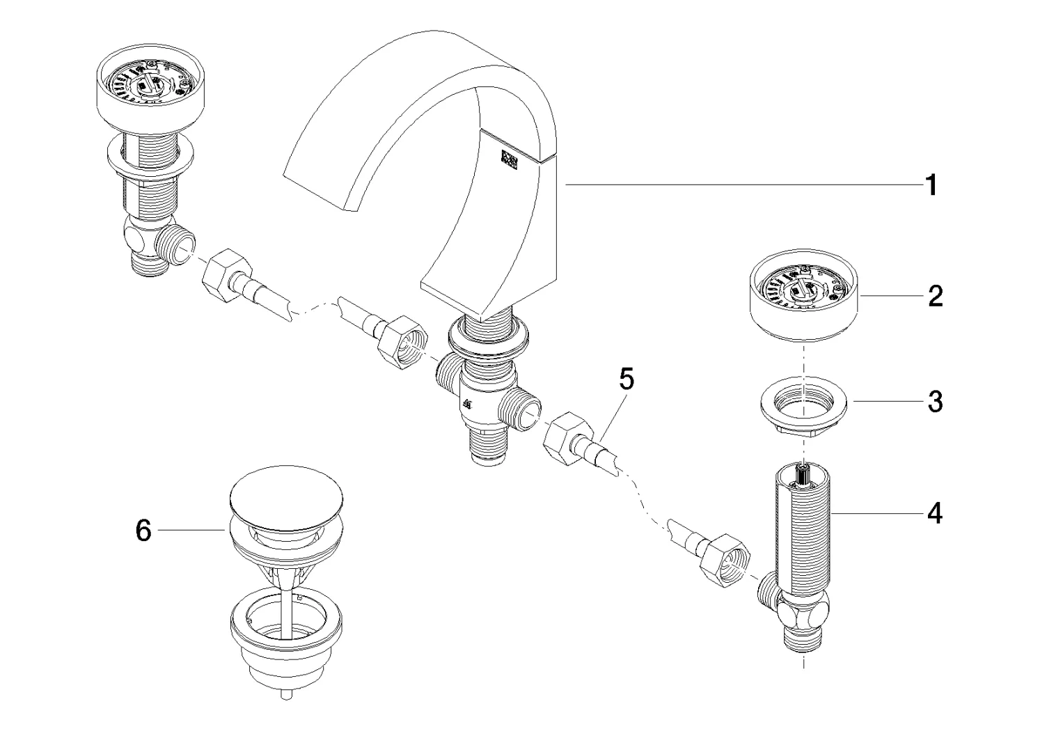 Waschtisch-Dreilochbatterie mit Ablaufgarnitur ohne Designelement CYO Chrom 20710811 Waschtisch-Dreilochbatterie mit Ablaufgarnitur ohne Designelement CYO Chrom 20710811