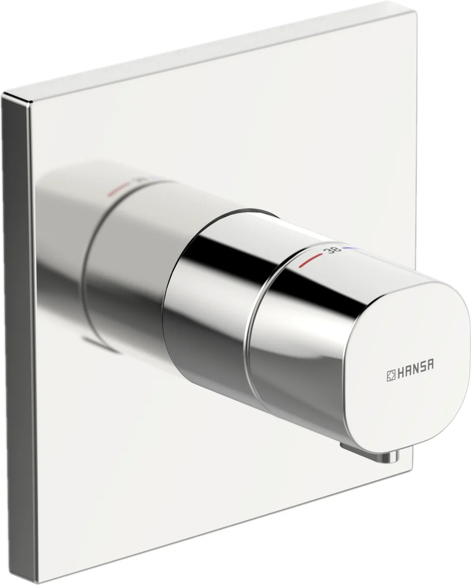 HansaLIVING Duscharmatur Thermostat Fertigmontageset für Brausebatterie 8112 Rosette eckig Chrom