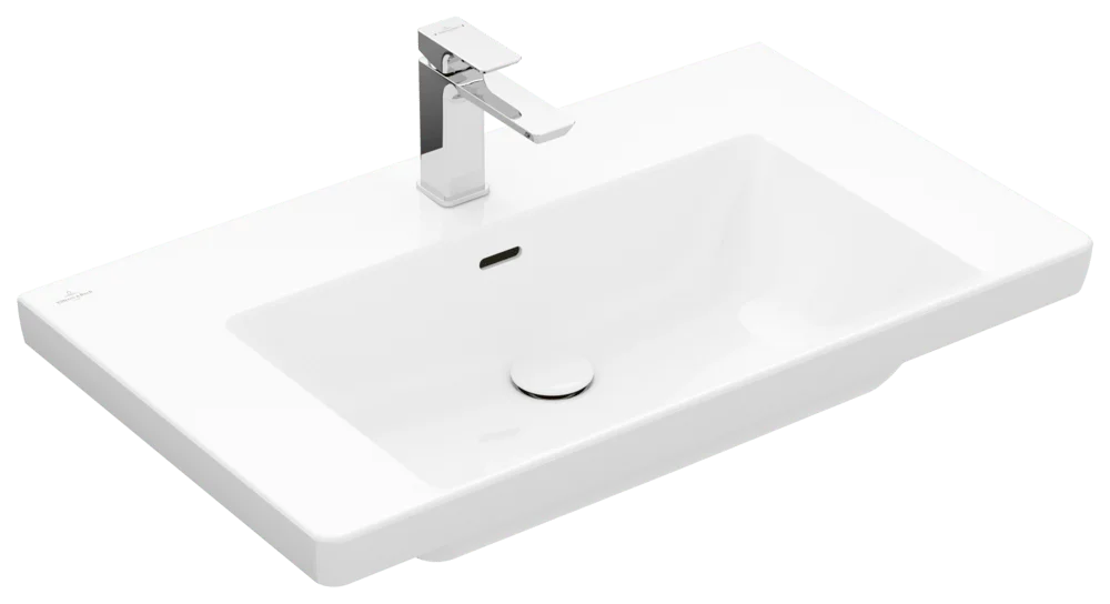 Villeroy & Boch Schrankwaschtisch Subway 3.0, 800x470x165mm, glänzend weiß Alpin, mit Überlauf, TitanCeram, für 3-Loch-Armatur Villeroy & Boch Schrankwaschtisch Subway 3.0, 800x470x165mm, glänzend weiß Alpin, mit Überlauf, TitanCeram, für 3-Loch-Armatur