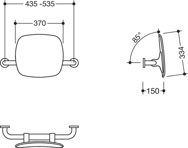 Rückenstütze BS Fb 90, WA 150mm Wandmontage reinweiß