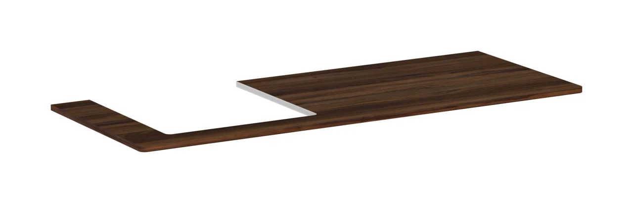 Hansgrohe Xelu Q Konsole, Nussbaum Dunkel, 1360x540 mm, mit Ausschnitt links für Aufsatzwaschtisch geschliffen 500x480 mm