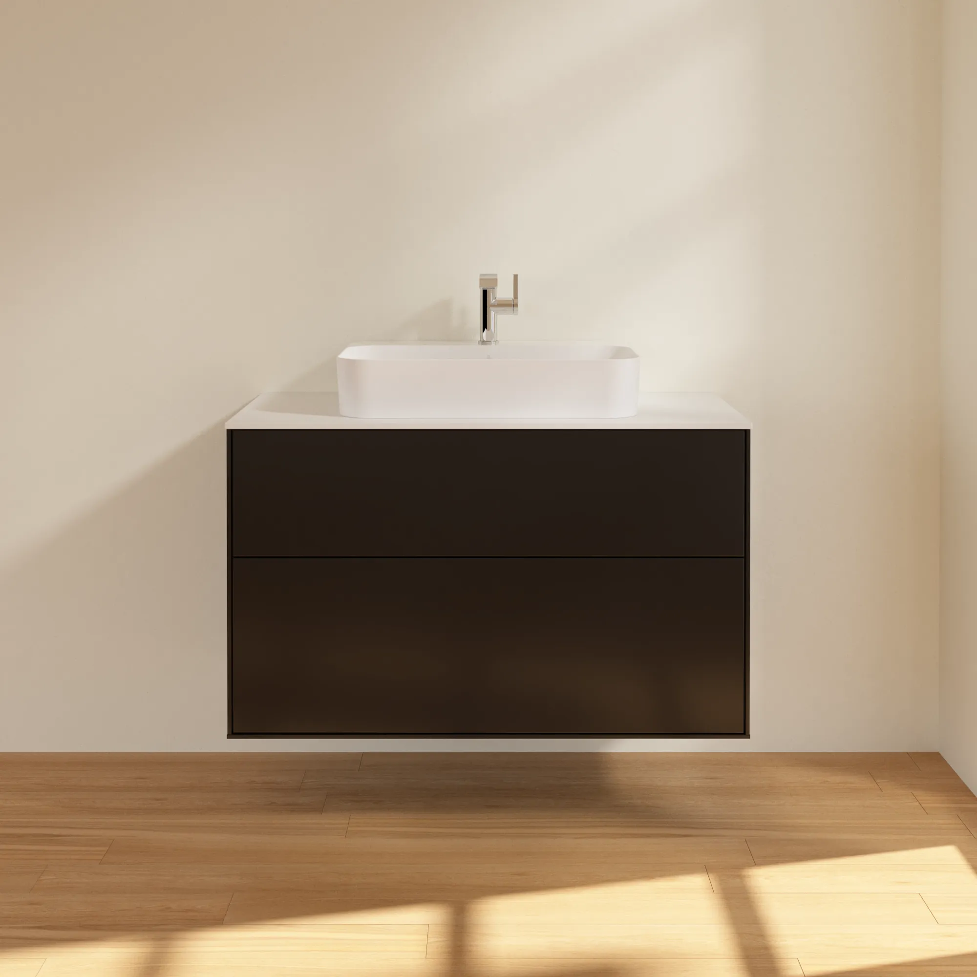 Villeroy & Boch Waschbeckenunterschrank Finion G35, 1000x603x501 mm, Black Matt Lacquer, mit Beleuchtung und Push-to-open Funktion