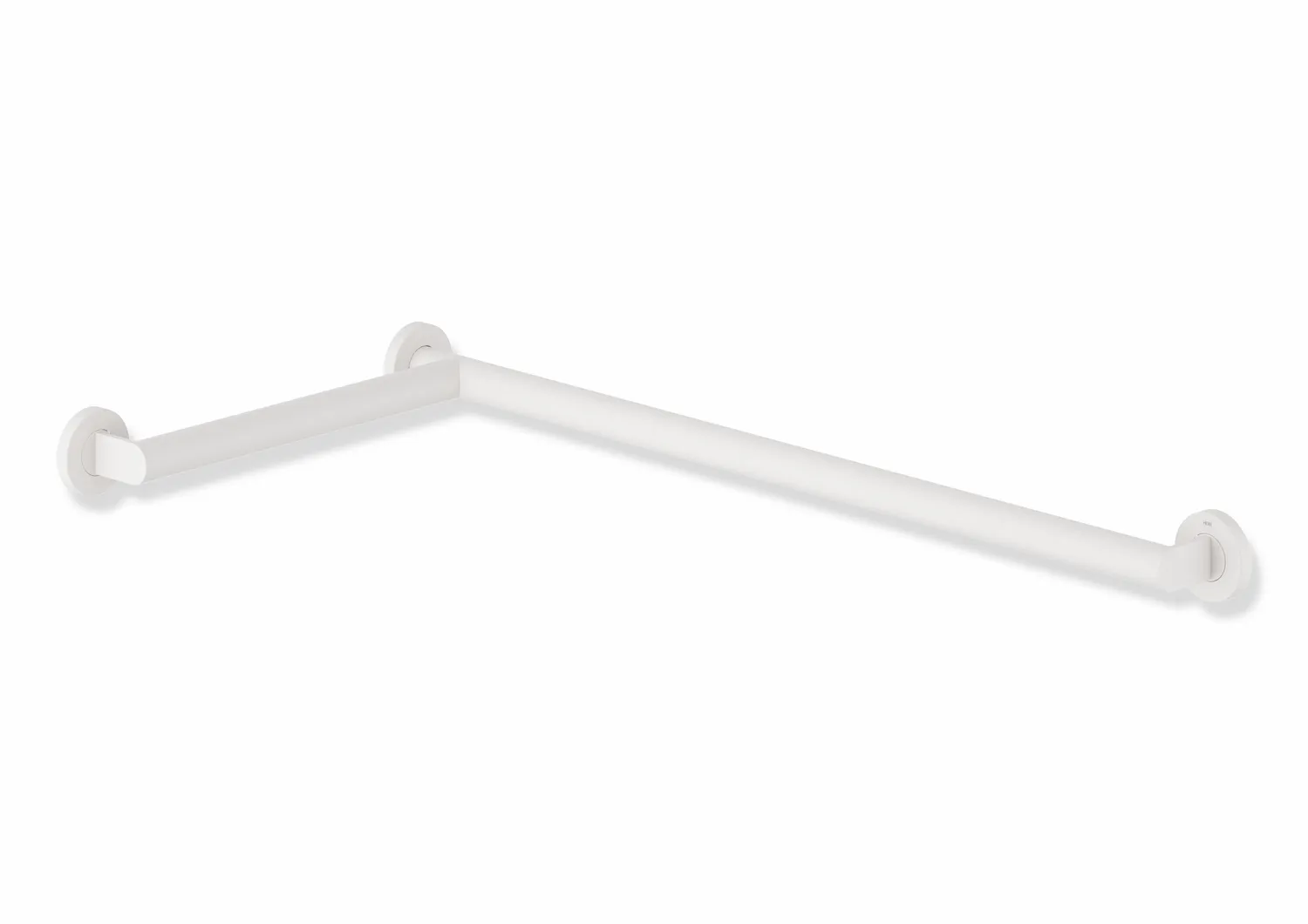 HEWI System 900 Duschhandlauf, Edelstahl, pulverbeschichtet, links, W1=813mm, W2=406mm, plvb weiß tiefmatt