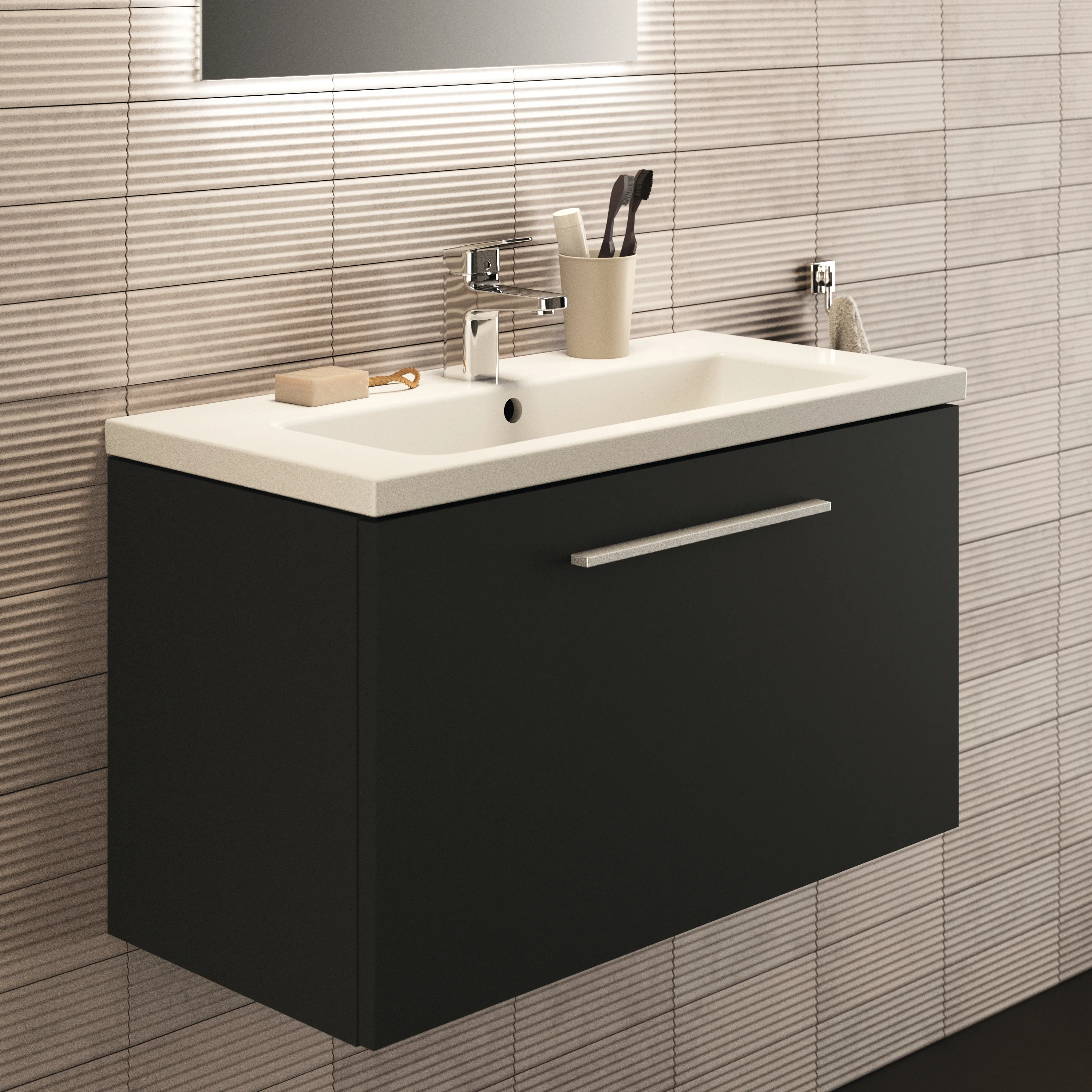 Ideal Standard Möbelwaschtischunterschrank i.life S 1 Auszug 800x375x440mm Carbongrau