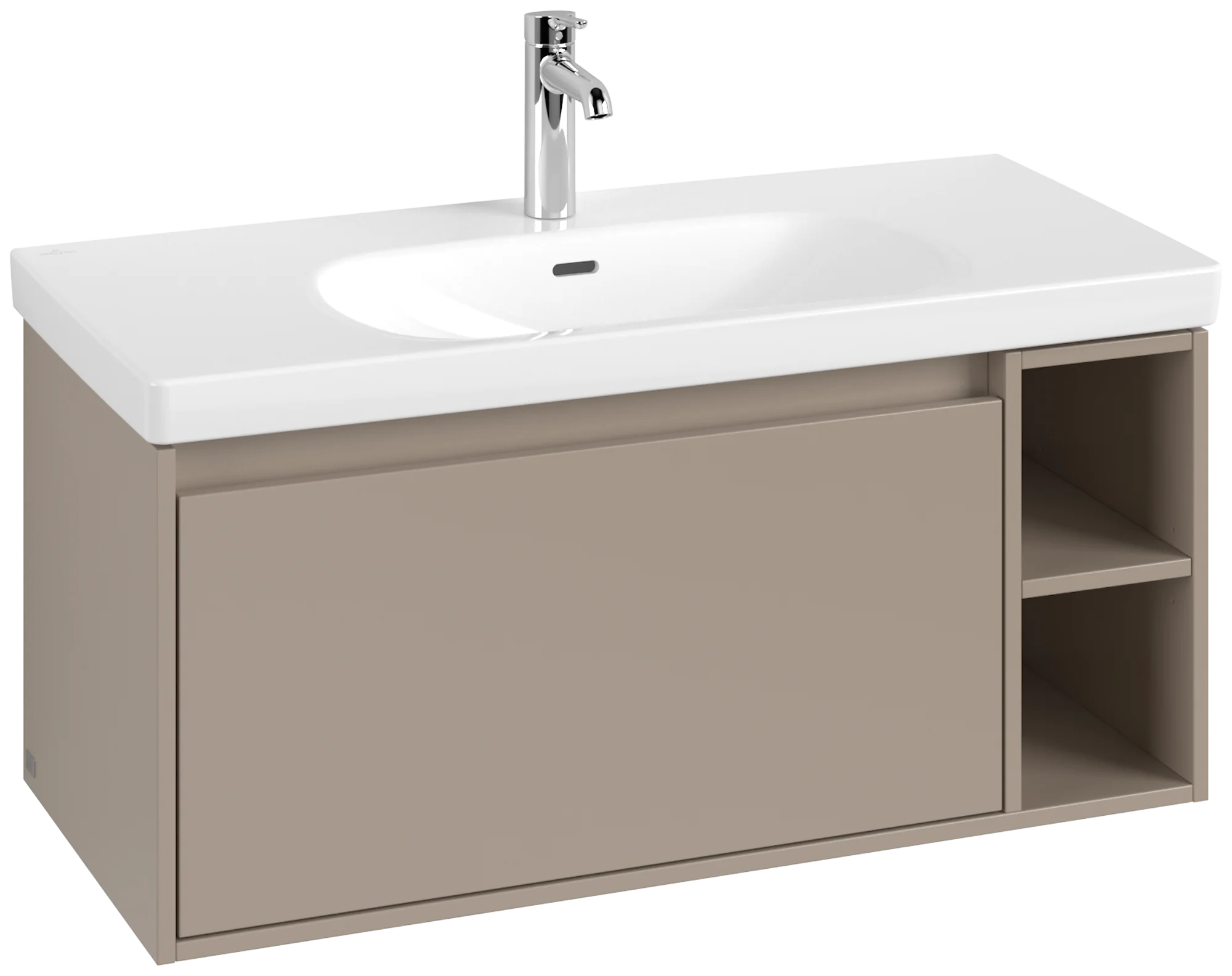 Villeroy & Boch Waschbeckenunterschrank Skyla, eckig, Taupe, 972x436x439mm, mit Absenkautomatik (SoftClosing), 1 Auszug, Wandmontage